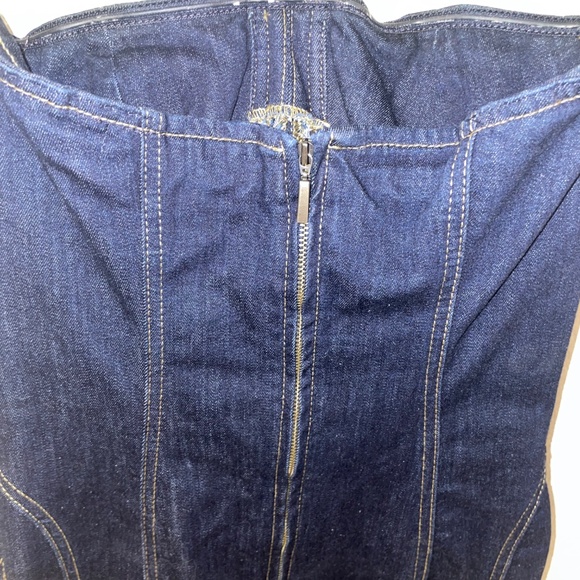 ZARA Denim Bustier Strapless Midi Dress Size M - Picture 4 of 11